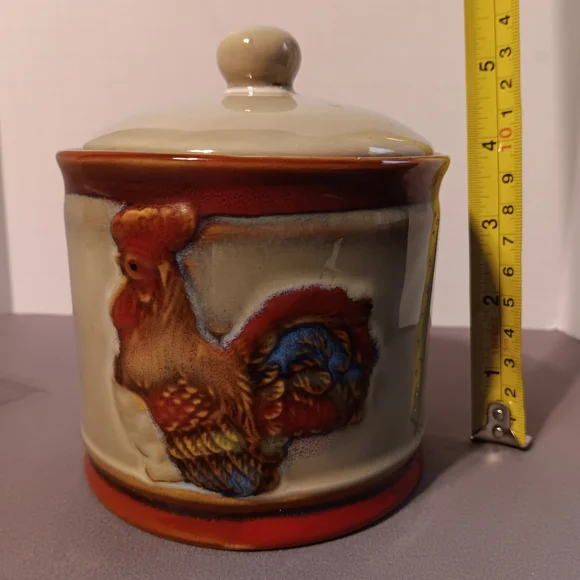 Ceramic Rooster Cannister 5" H - Perfect For Country Kitchen Decor - Picture 2 of 7